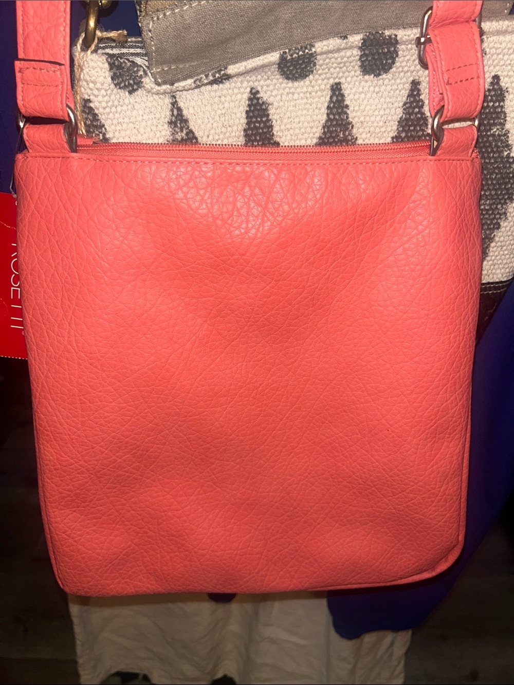 Rossetti Watermelon Pink Crossbody Bag with Front Zip Pockets - Picture 5 of 5
